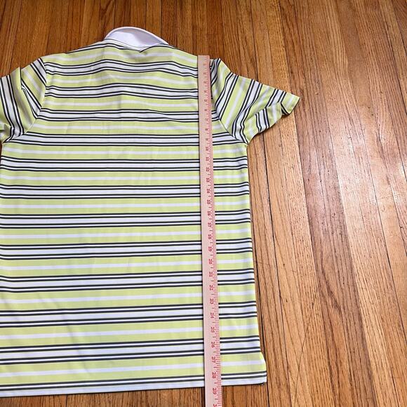 Oakley Polo Shirt Mens Small Performance Golf Striped Yellow White - Picture 5 of 7